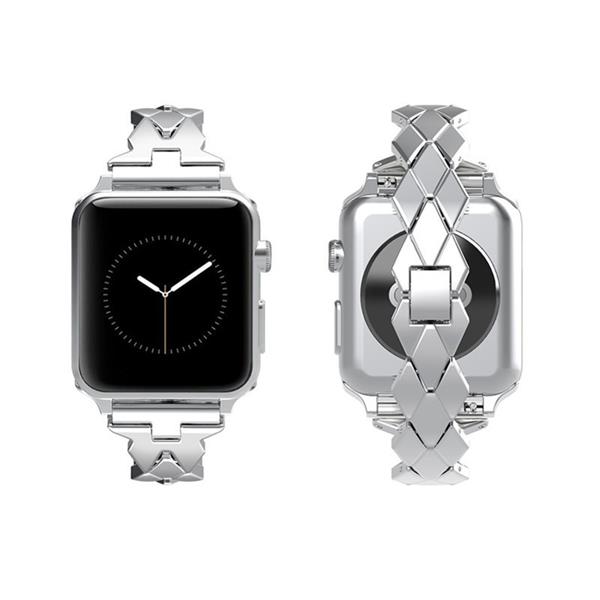 Grote foto apple watch 1 2 3 42mm horloge band armband rvs roestvrij staal ruit ontwerp inclusief adapter kleding dames horloges