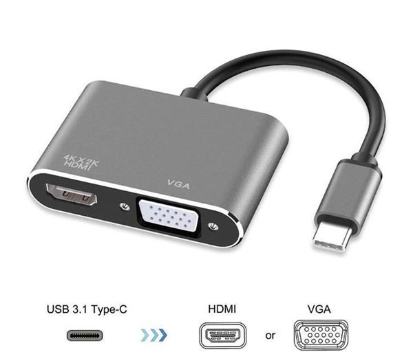 Grote foto drphone chx 2 in 1 adapter usb c naar hdmi vga 4k 3840 2160p 30hz 2 display aansluiten s computers en software overige computers en software