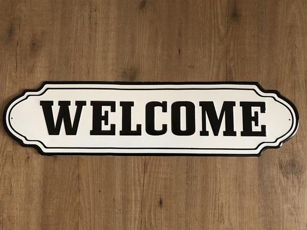 Grote foto wandbord naamplaat xl met tekst welcome in old look. huis en inrichting woningdecoratie