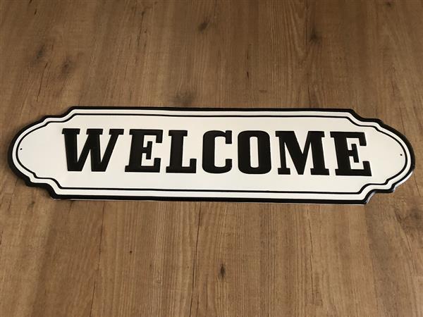 Grote foto wandbord naamplaat xl met tekst welcome in old look. huis en inrichting woningdecoratie