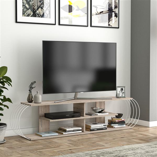 Grote foto en.casa tv meubel robertsfors 180x31x42 cm eiken en wit huis en inrichting overige