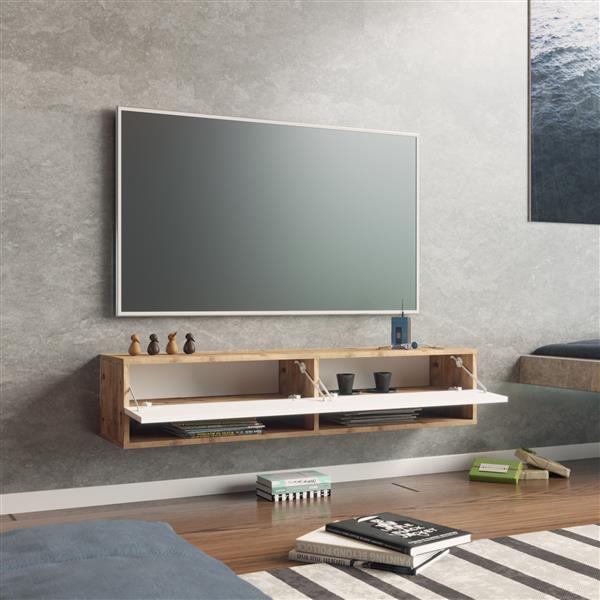 Grote foto en.casa tv meubel laitila 2 opbergvakken 140x31 5x29 5cm houtkleurig en wit huis en inrichting overige