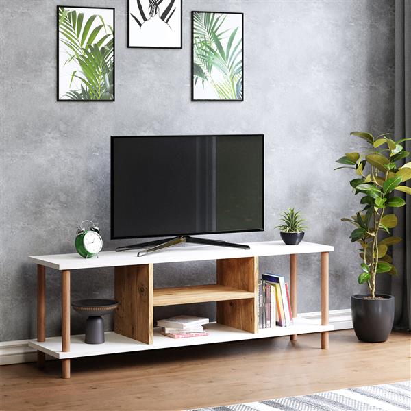 Grote foto en.casa tv meubel r sk bing 120x29x43 cm wit houtkleurig huis en inrichting overige