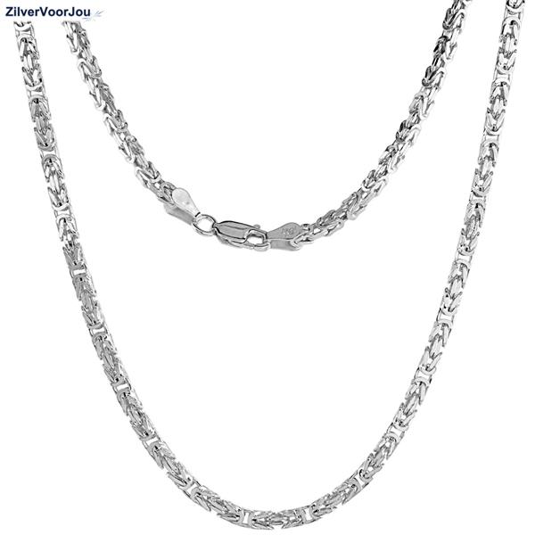 Grote foto zilveren ketting koningsschakel 60 cm 3.6 mm breed sieraden tassen en uiterlijk kettingen