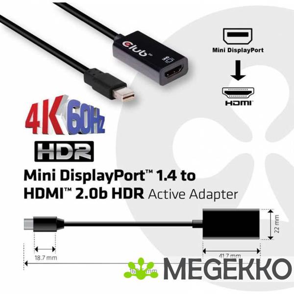 Grote foto club3d mini displayport 1.4 to hdmi 2.0a hdr active adapter computers en software overige computers en software