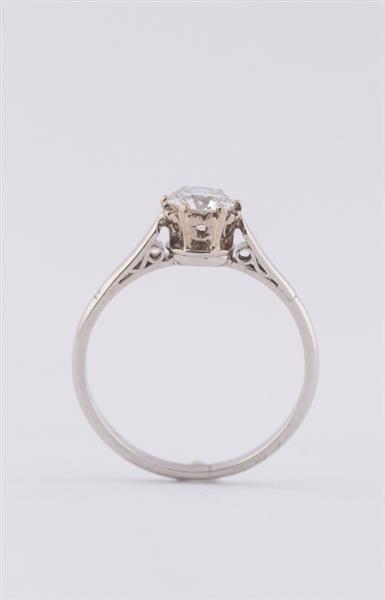 Grote foto platina solitair ring met een briljant sieraden tassen en uiterlijk ringen voor haar