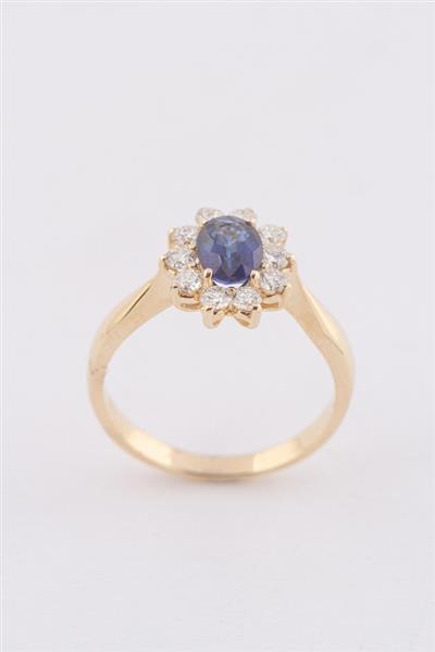 Grote foto gouden entourage ring met saffier en briljanten sieraden tassen en uiterlijk ringen voor haar