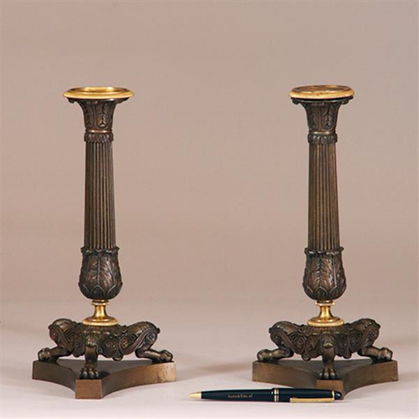 Grote foto antieke kandelaren stel van 2 bronzen deels vergulde kandelaren empire ca 1810 no.900810.g antiek en kunst overige in antiek gebruiksvoorwerpen