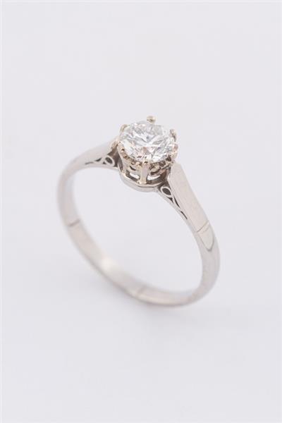 Grote foto platina solitair ring met een briljant kleding dames sieraden
