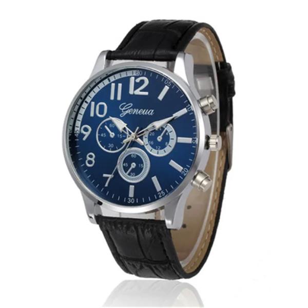 Grote foto luxe heren horloge kwarts uurwerk leren bandje blauw zilver kleding dames horloges
