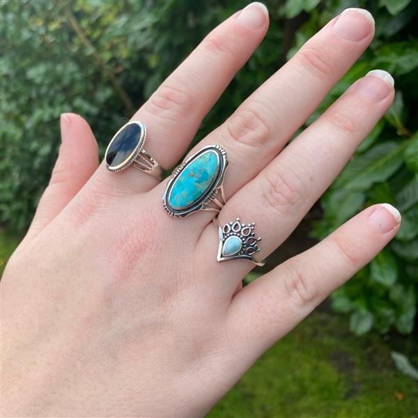 Grote foto zilveren turquoise ring sieraden tassen en uiterlijk ringen voor haar