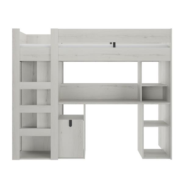 Grote foto lugano hoogslaper met bureau 90x200 wit eiken gami kinderen en baby complete kinderkamers