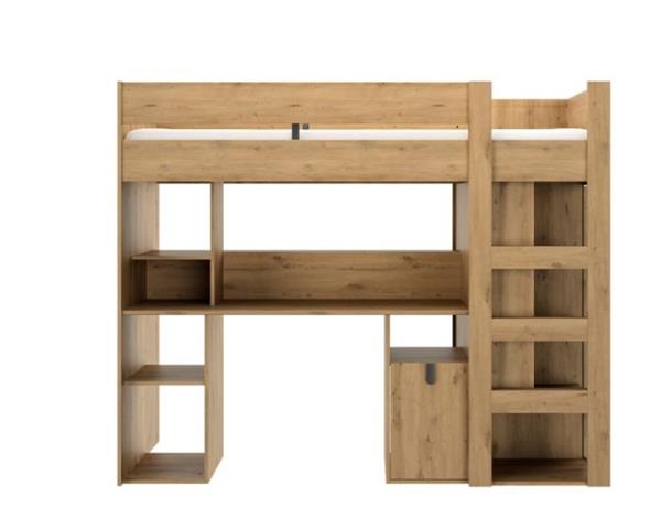 Grote foto lugano hoogslaper met bureau 90x200 eiken gami kinderen en baby complete kinderkamers