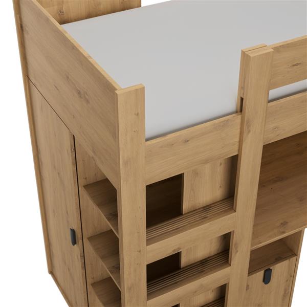 Grote foto lugano hoogslaper met bureau 90x200 eiken gami kinderen en baby complete kinderkamers