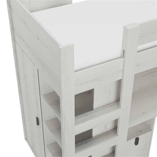 Grote foto lugano hoogslaper met bureau 90x200 wit eiken gami kinderen en baby complete kinderkamers