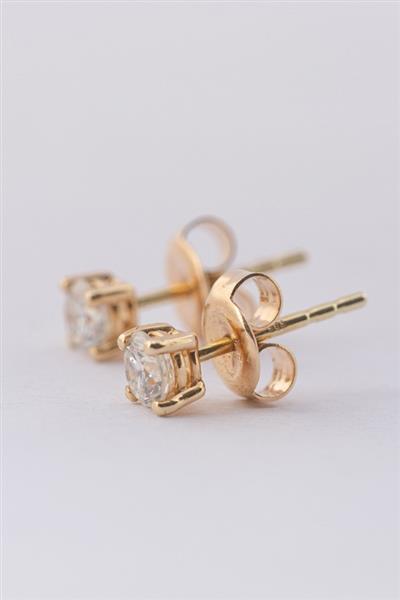 Grote foto gouden solitair oorstekers met briljant kleding dames sieraden