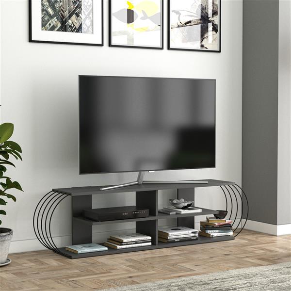 Grote foto en.casa tv meubel robertsfors 160x31x42 cm antraciet en zwart huis en inrichting overige