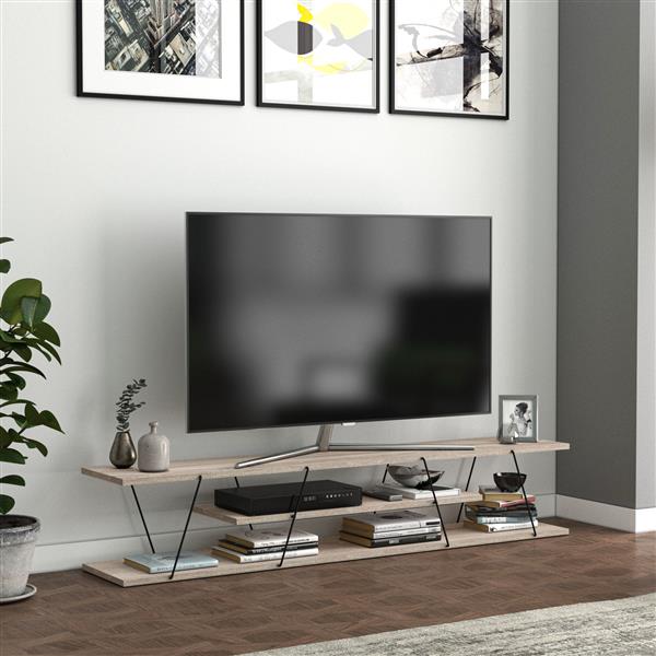 Grote foto en.casa tv meubel s ffle 160x33x30 cm eiken en zwart huis en inrichting overige