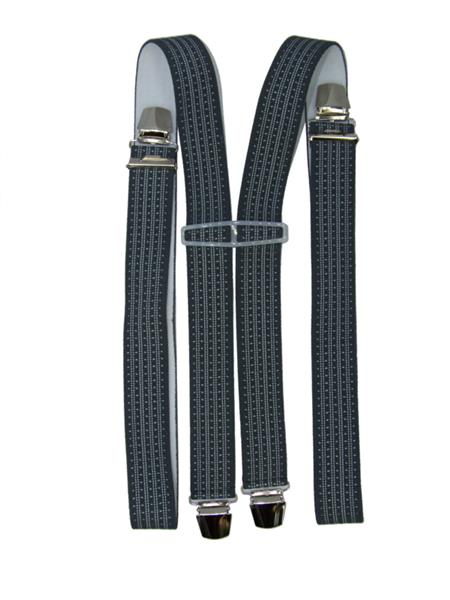 Grote foto antraciet grijs gestreepte bretels met 4 extra sterke clips kleding dames riemen