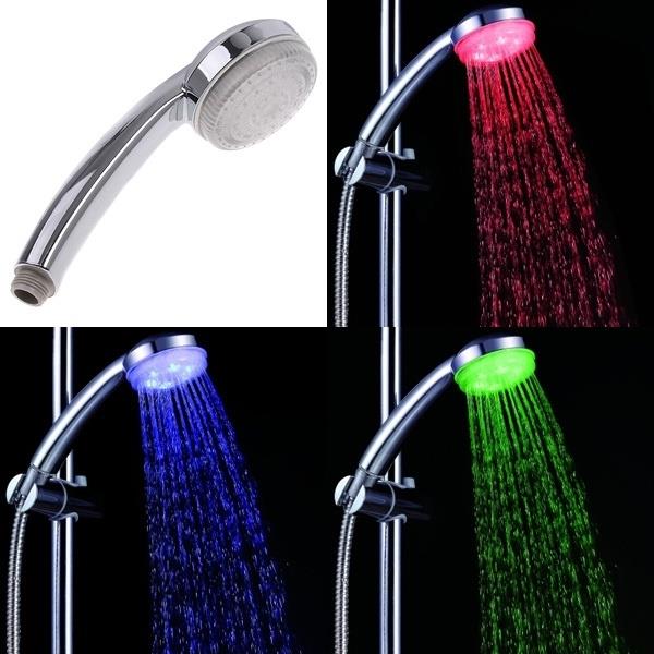 Grote foto led rgb 7 kleuren douche kop douchekop kleurendouche chroom disco huis en inrichting complete badkamers