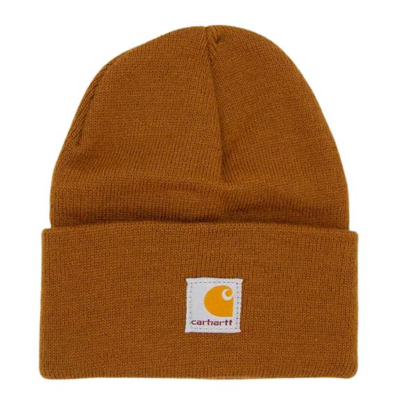 Grote foto carhartt acrylic knit hat beanie brown muts motoren kleding