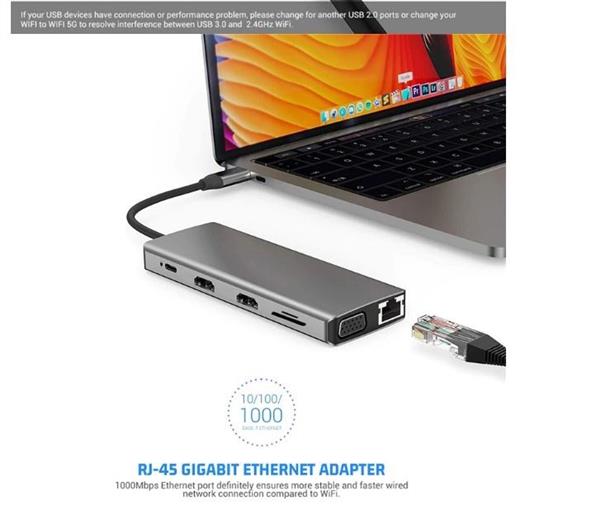 Grote foto drphone md4 12 in 1 multipoort hub adapter 3 schermen poorten uitbreiden usb c naar hdmi vga computers en software overige computers en software