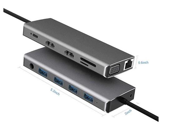 Grote foto drphone md4 12 in 1 multipoort hub adapter 3 schermen poorten uitbreiden usb c naar hdmi vga computers en software overige computers en software