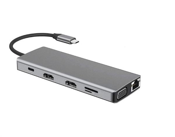 Grote foto drphone md4 12 in 1 multipoort hub adapter 3 schermen poorten uitbreiden usb c naar hdmi vga computers en software overige computers en software