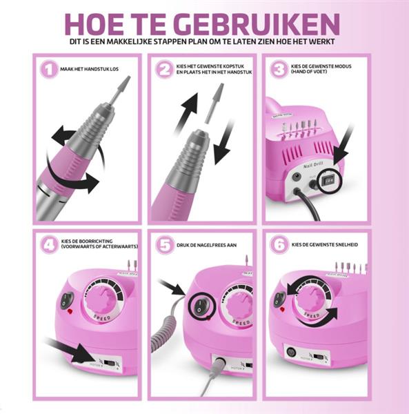 Grote foto elektrische nagel vijl frees nagelfrees freesmachine pro 250 delig roze beauty en gezondheid lichaamsverzorging