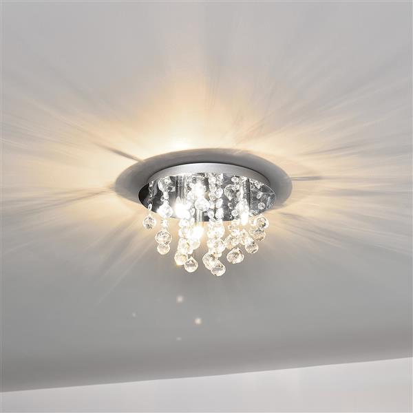 Grote foto plafondlamp trio met kristallen 20x 28 cm chroom 3xg9 huis en inrichting plafondlampen