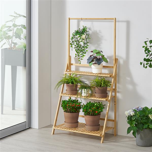 Grote foto en.casa bloempot trap ladder br nd 144x70x39 5 cm bamboe tuin en terras sierplanten