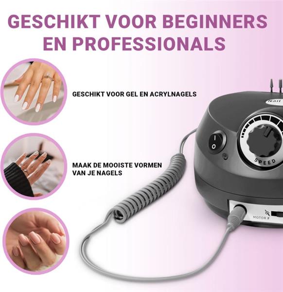 Grote foto elektrische nagel vijl frees nagelfrees freesmachine pro 250 delig zwart huis en inrichting woningdecoratie