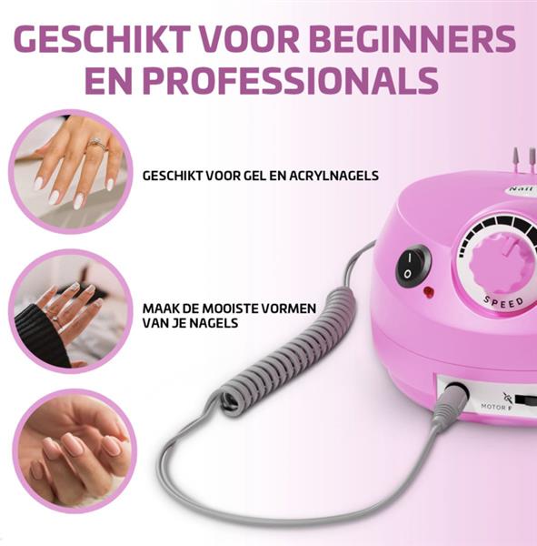 Grote foto elektrische nagel vijl frees nagelfrees freesmachine pro 250 delig roze beauty en gezondheid lichaamsverzorging