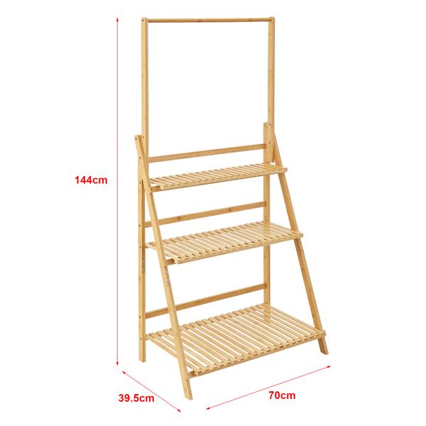 Grote foto en.casa bloempot trap ladder br nd 144x70x39 5 cm bamboe tuin en terras sierplanten