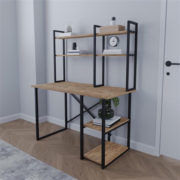 Grote foto en.casa bureau organizer ask y 120x20x74 cm eikenkleurig en zwart huis en inrichting overige