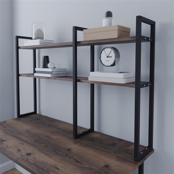 Grote foto en.casa bureau organizer ask y 120x20x74 cm eiken antiek en zwart huis en inrichting overige