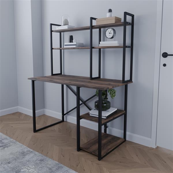 Grote foto en.casa bureau organizer ask y 120x20x74 cm eiken antiek en zwart huis en inrichting overige