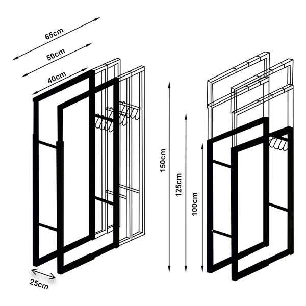 Grote foto en.casa brandhout rek kasan houtopslag verstelbaar 100 150x40 65x25 zwart huis en inrichting overige