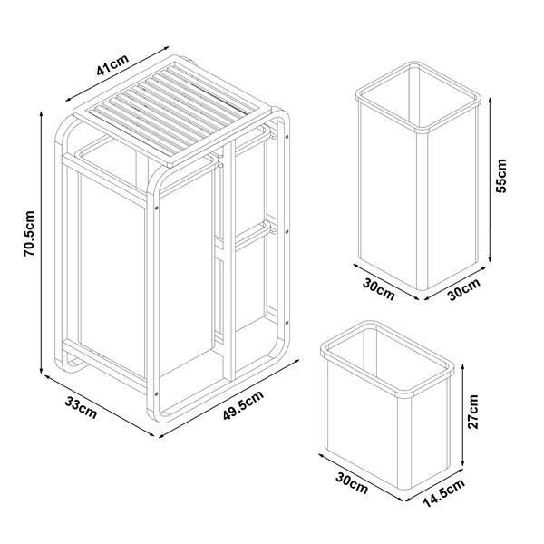 Grote foto en.casa wasmand evenes met waszakken 70 5x49 5x33 cm grijs huis en inrichting overige