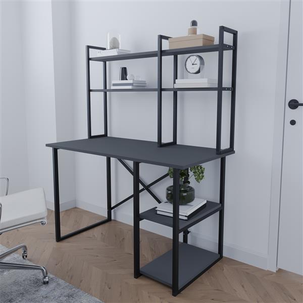 Grote foto en.casa bureau organizer ask y 120x20x74 cm antraciet en zwart huis en inrichting overige