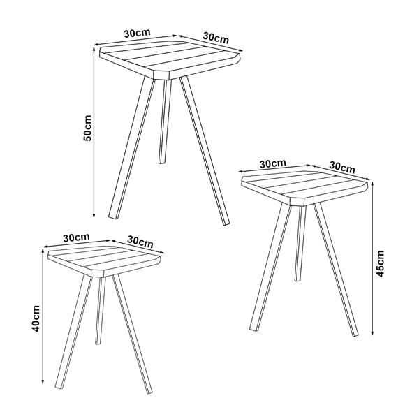 Grote foto en.casa bijzettafel set van 3 masku grenen houtkleurig donker huis en inrichting eettafels