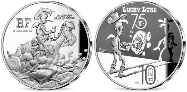 Grote foto frankrijk 10 euro 2021 lucky luke verzamelen munten overige