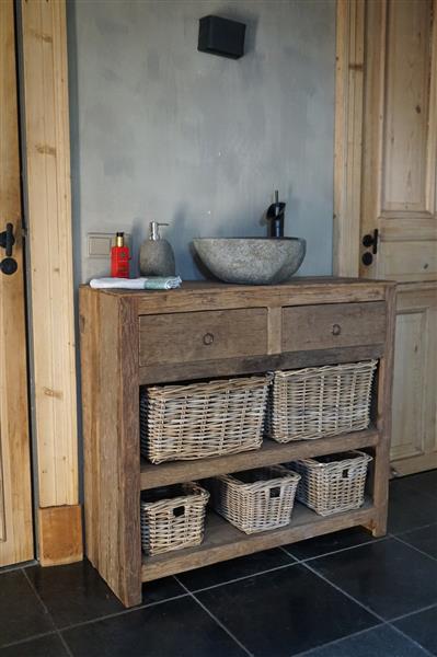 Grote foto landelijk badkamermeubel oud hout 100 cm huis en inrichting complete badkamers