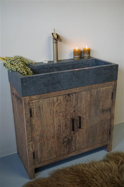 Grote foto badkamermeubel stoer hout graniet l90xd46 cm huis en inrichting complete badkamers