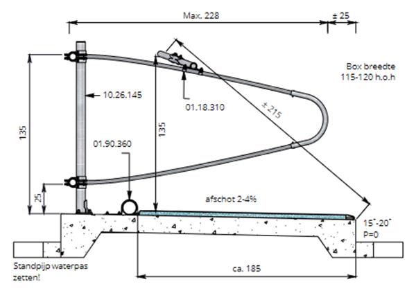 Grote foto ligbox fitbox 228 228 cm aan 2 horizontale buizen dieren en toebehoren runderen