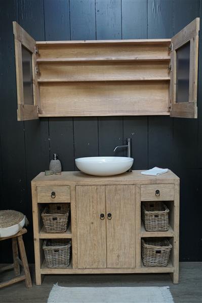 Grote foto abella houten badkamermeubel 120 cm naturel huis en inrichting complete badkamers
