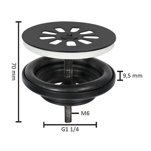 Grote foto afvoerplug mat zwart 64 mm huis en inrichting complete badkamers