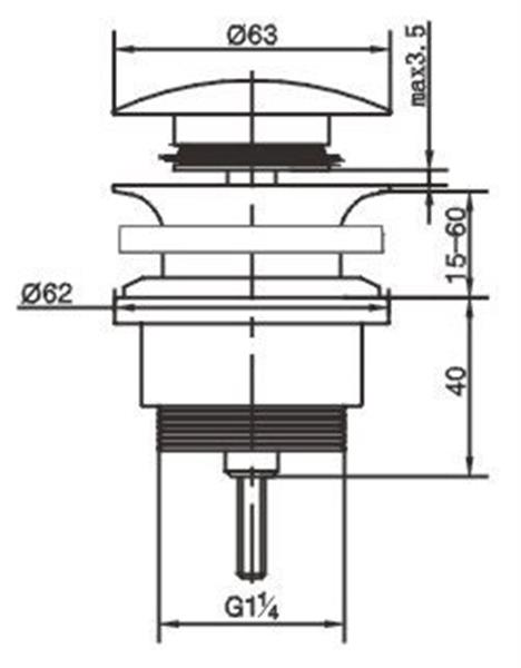 Grote foto push open afvoerplug chroom 5 4 62 mm huis en inrichting complete badkamers