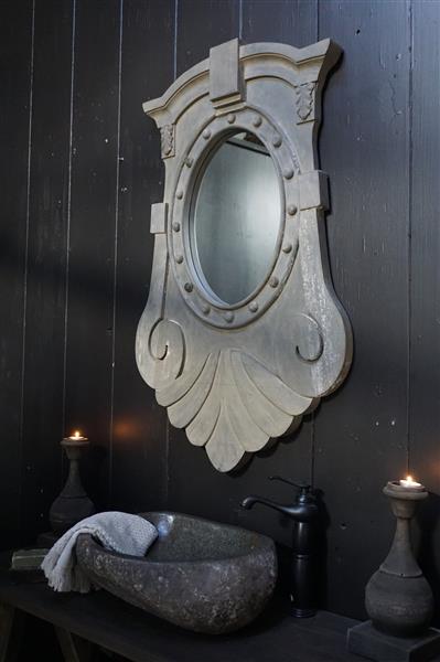 Grote foto spiegel ossenoog hout h104xb66 cm old grey huis en inrichting complete badkamers
