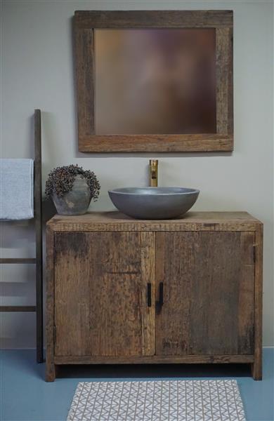 Grote foto spiegel soof 90x80 cm rustiek oud hout huis en inrichting complete badkamers
